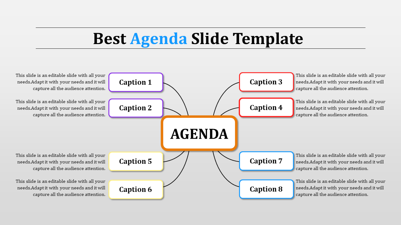 Free - Wonderful Agenda Slide Template PPT Presentation Diagram